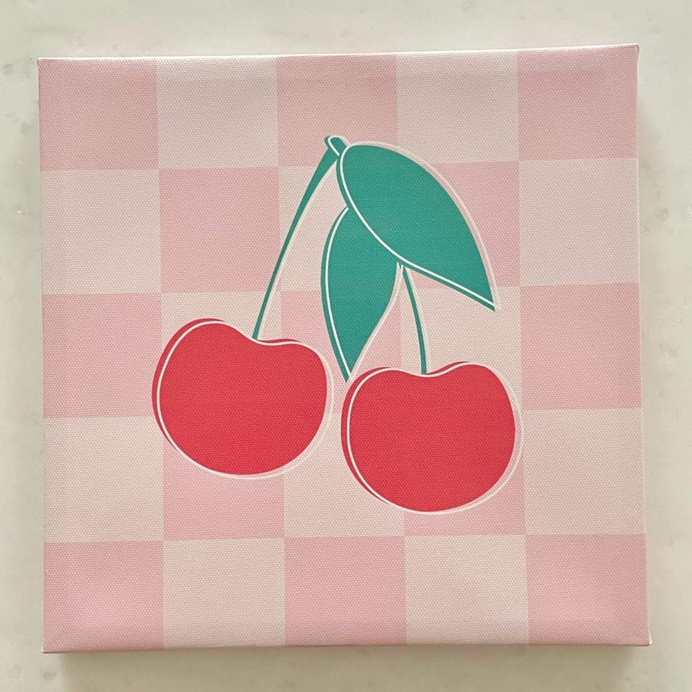 Checkered Cherry Canvas Wall Decor